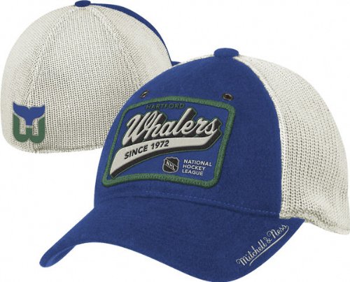 Hartford Whalers Mitchell & Ness Vintage Patch Logo Meshback Flex Fit Hat