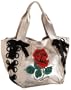 Betsey Johnson Roses & Ribbons Tote,Pewter,one size