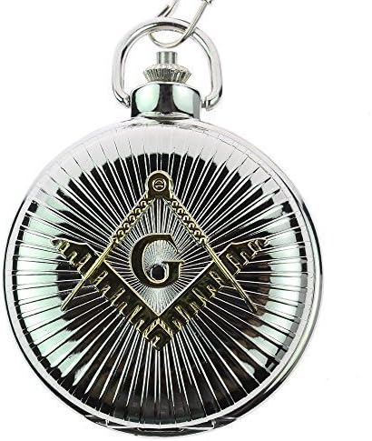 Itemstoday Antique Free Mason Symbol Engraved Case Gloss Finish Quartz Men's Pocket Watch Steampunk