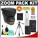 Canon Zoom Pack 1000 Holster Case - for Canon DSLR Cameras with Medium Zoom Lens Attached + Canon 100DG Digital SLR Camera Case Gadget Bag + LP-E6 Battery & Charger + Tripod + Accessory Kit for EOS 7D, 5D Mark II Digital SLR Cameras