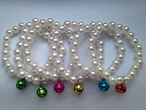 Cat Collar ,Lovely Bling Pearl Rhinestone Crystal,Flexible Elastic with Cute Bell (Random Colors),Christmas Gift