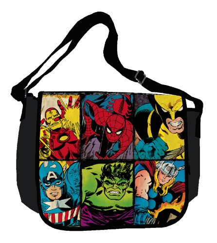  Silver Buffalo MC6101MB Marvel Characters Grid 15-Inch by 12-Inch Messenger Bag, Multi-Color