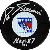 Eddie Giacomin New York Rangers Autographed Hockey Puck with HOF 87 Inscription