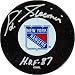 Eddie Giacomin New York Rangers Autographed Hockey Puck with HOF 87 Inscription
