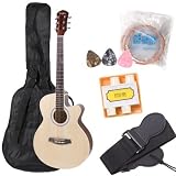 Kalos Full Size Natural Wood Concert Cutaway Guitar Pack