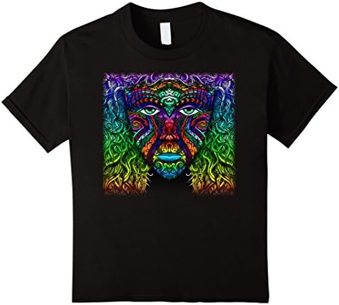 Kids Colorful Hand Drawn Art Zen Doodle Female Face Wild Tshirt 12 Black