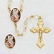 Crystal Rosary - Guardian Angels - 7mm Crystal Beads - 21in. Gold Chain - Center Piece with Matching Lapel Pin - Gift Box Included - IMPORTED FROM ITALY