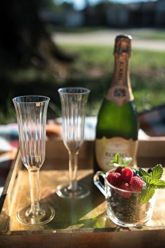 Hard Plastic Disposable 2 Pieces Champagne Flute - Crystal Clear and Perfect for Wedding Toasting - Buy Bulk and Save with Set of 36 5oz capacity - 100%!
