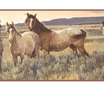 Wild Horse Wallpaper Border - western mustangs ranch cowboy decor