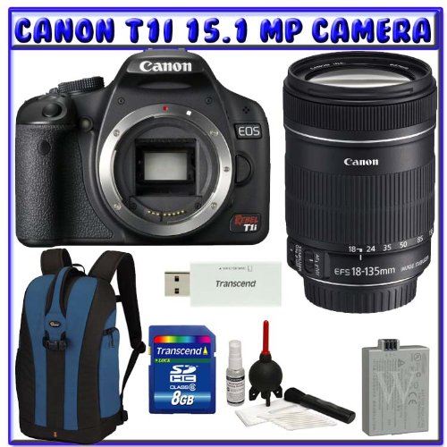 Canon EOS Rebel T1i Digital SLR (Body OutFit) w/ EF-S 18-135mm f/3.5-5.6 IS Lens + 8GB Memory Card + Advanced Shooters Package Package # 2