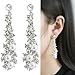 Waterfall Earrings-CIShop UltraSparkling Long Pearl earrings with Simulated Diamonds-Supper Beauty Silver Tone (Pearl Silver Tone)
