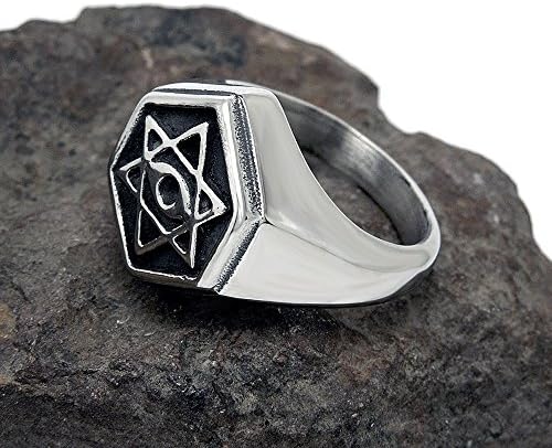 FANCIN Jewelry Men's Stainless Steel Hexagram Rings