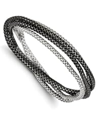 Sterling Silver & Ruthenium Plated Stretch Bracelet, Best Quality Free Gift Box Satisfaction Guaranteed