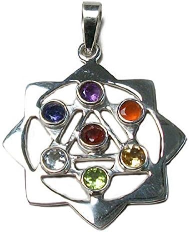 Mandala Star of David Chakra Pendant Sterling Silver
