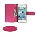 xhorizon Premium Leather Magnetic Detachable Folio Phone Wallet Case with Multiple Card Slots for iPhone 5/5S - Rose Red