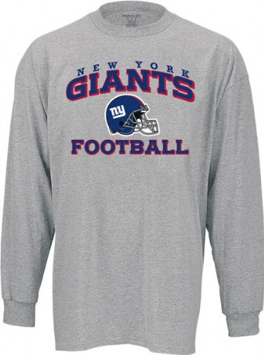 New York Giants -Grey- Stacked Helmet Long Sleeve T-Shirt