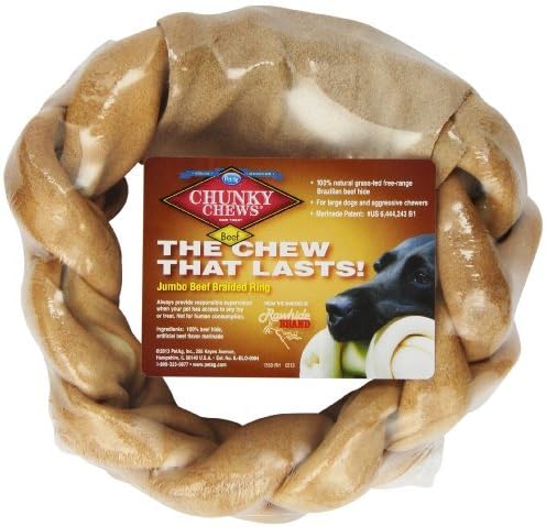 Chunky Chews?8" Beef Braided Rawhide Ring for Large Dogs by Chunky Chews