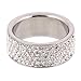 Gorgeous Stainless Steel White 5 Rows Lines Cz Cubic Zirconia Round Crystal Wedding Band Ring ,8mm Width