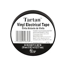 3M Tartan Vinyl Plastic Electrical Tape, Black, .75-Inch by 60-Feet (1710)