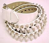White Leather Bullet Belt Punk Goth Glam Biker Bullets