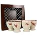 A La Ferme Egg Cup Set of 4 in a Chicken Wired Gift Box, French Hens and Chicks Design