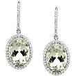 14K White Gold Prasiolite and Diamond Earrings