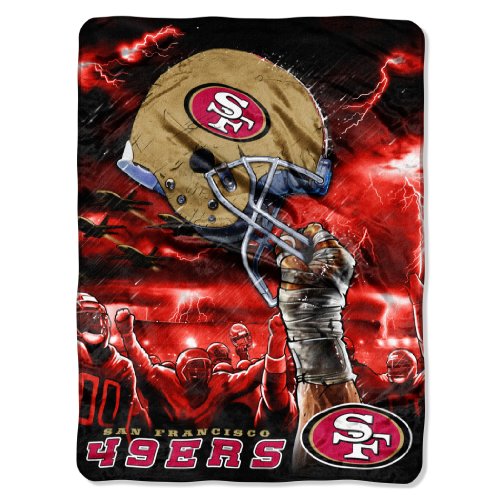 NFL San Francisco 49ers 60-Inch-by-80-Inch Plush Rachel Blanket, Sky Helmet Design at Amazon.com