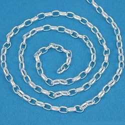 St. Silver Oval Rolo Wide Chain Bulk By The Foot 2.5mm