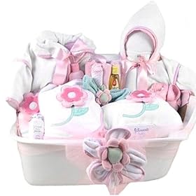 Pampered New Baby Girl Bath Time Gift Basket - Great Shower Gift Idea for Newborns