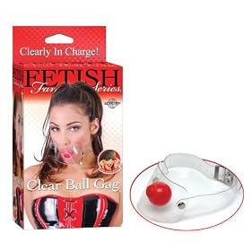 Fetish Fantasy Clear Ball Gag, Clear, Red