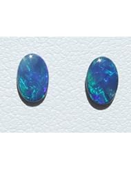 O&G Australia Natural Brilliant Opal Doublet Matched Pair, 4x6mm