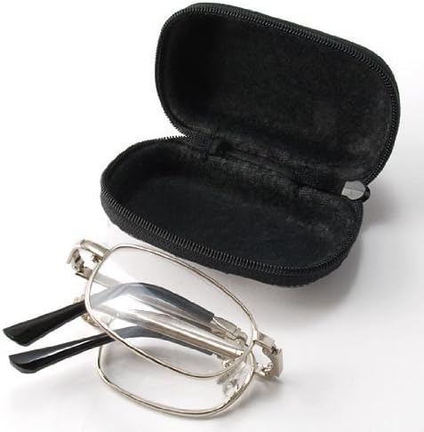 Travel Set Vision Care Anti Fatigue Pocket Reader Folding Foldable Spring Hinge Reading Glasses Eyeglasses &amp; Protective Sporty Mini Nylon Hard Case (+1.50)