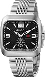 Gucci Men`s YA131305 Gucci Coupé Steel Bracelet Black Dial Watch