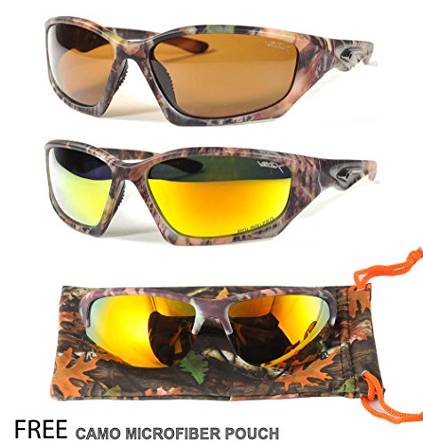 Sport Wrap Camouflage Camo Sunglasses Mens Outdoor Hunting Duck Black Brown