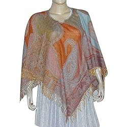 Womens Outerwear Ponchos in Wool Jacquard Design 40 x 40 inches (pnch274)