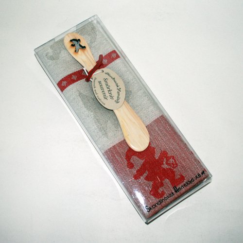 Tomte and Tree Towel & Butterknife Gift Set - Red
