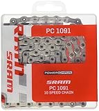 SRAM PC1091 Hollow Pin 10 Speed Chain Silver 114 Link with PowerLock
