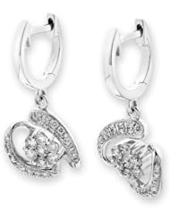 (X1000Diamond) 18K/750 White Gold Seashell Cluster Diamond Dangling Earring (0.65cttw, G-H Color, VS2-SI1 Clarity)