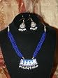 Lakh Kundan Blue Necklace Jewelry Set Belly Dance/Dangling Earrings(Brand New) Free Shipping
