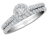Diamond Engagement Ring & Wedding Band Set 1/2 Carat (ctw) in 10K White Gold