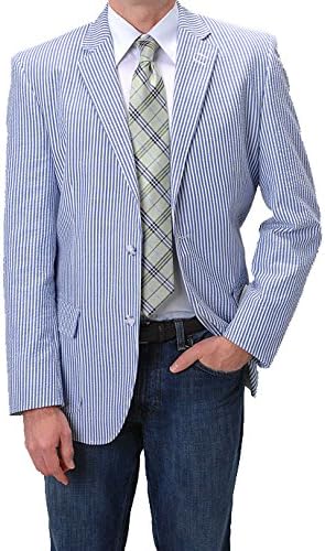 Affazy Blue Seersucker Blazer Size = 48R