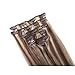 Emosa Clips in Remy Human Hair Extensions for Women Beauty Hot Sale (#4/27-medium brown mixed with dark blonde)(7pcs 15inch)