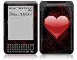 Skin for Amazon Kindle 3 (with 6 inch display) - Glass Heart Grunge Red by WraptorSkinz