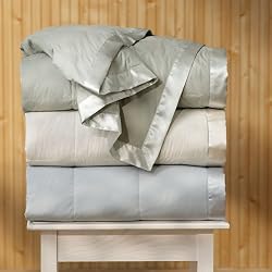 Pacific Coast&reg; Satin Trim Down Blanket Queen White 90x96 Inch 18oz