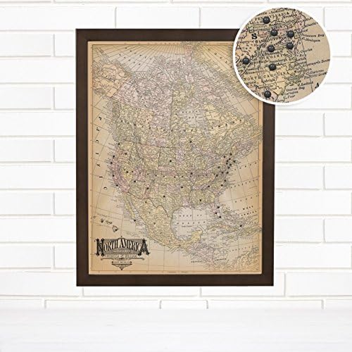 Personalized "Vintage North America" Ivory Travel Push Pin Map