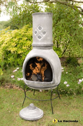 La Hacienda Clay Toluca Slate Grey Jumbo Chiminea Chimenea Chimnea Patio Heater