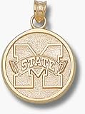 Mississippi State Bulldogs 5/8 Round M State Pendant - Gold Plated Jewelry