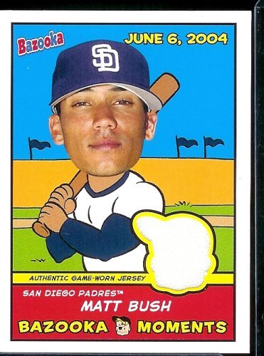 2005 Bazooka Moments Matt Bush Game Worn Jersey San Diego Padres Baseball Card - Mint Condition - Shipped In Protective ScrewDown Case!