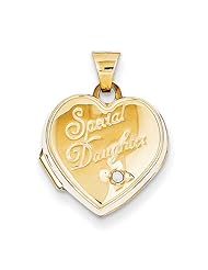 14K 15mm Heart Diamond Special Daughter Locket