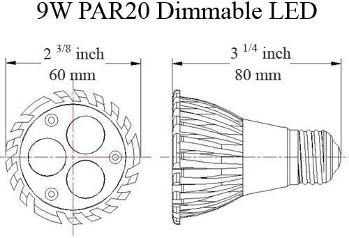 Dimmable 9W PAR20 LED Flood 45 Soft White Lamp ~ equiv. 50W